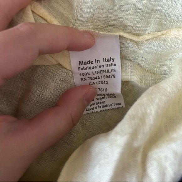 Yellow Linen Collared Top - Picture 8 of 8